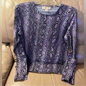 Michael Kors Purple/Gray Long Sleeve Reptile Tee Sz L